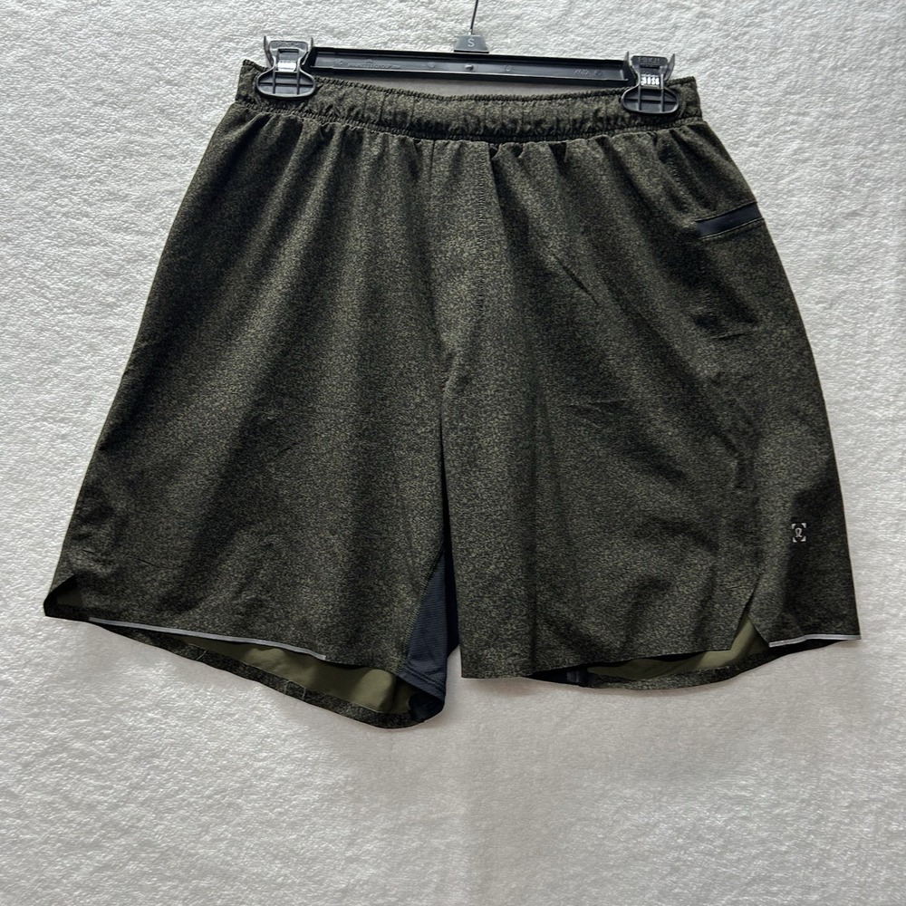 Lululemon Mens Size M Pace Breaker Green Printed Athletic Shorts (J9)